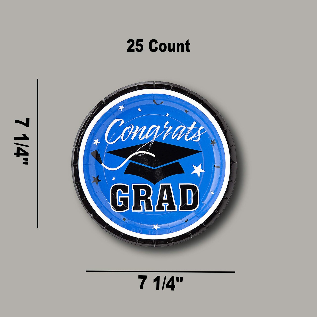 25 Count Blue Congrats Grad Paper Dessert Plates Graduation Party Disposable Plates